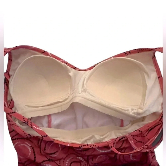 MiracleSuit Spaghetti Strap Spiral Dots Tankini Swimsuit Top V-Neck Size 10 - Picture 7 of 10